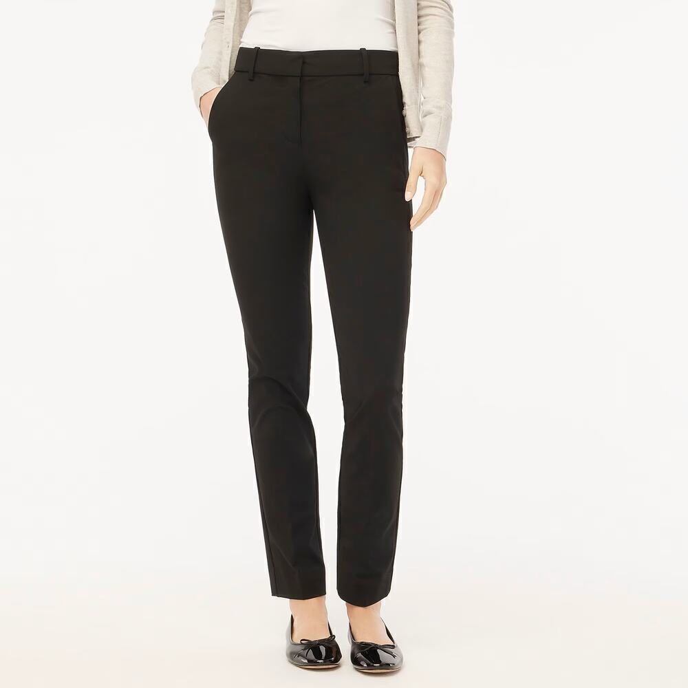 J. Crew Factory Petite Trouser Pant Slim Fit Mid-Rise Full Length Black NWT 10P